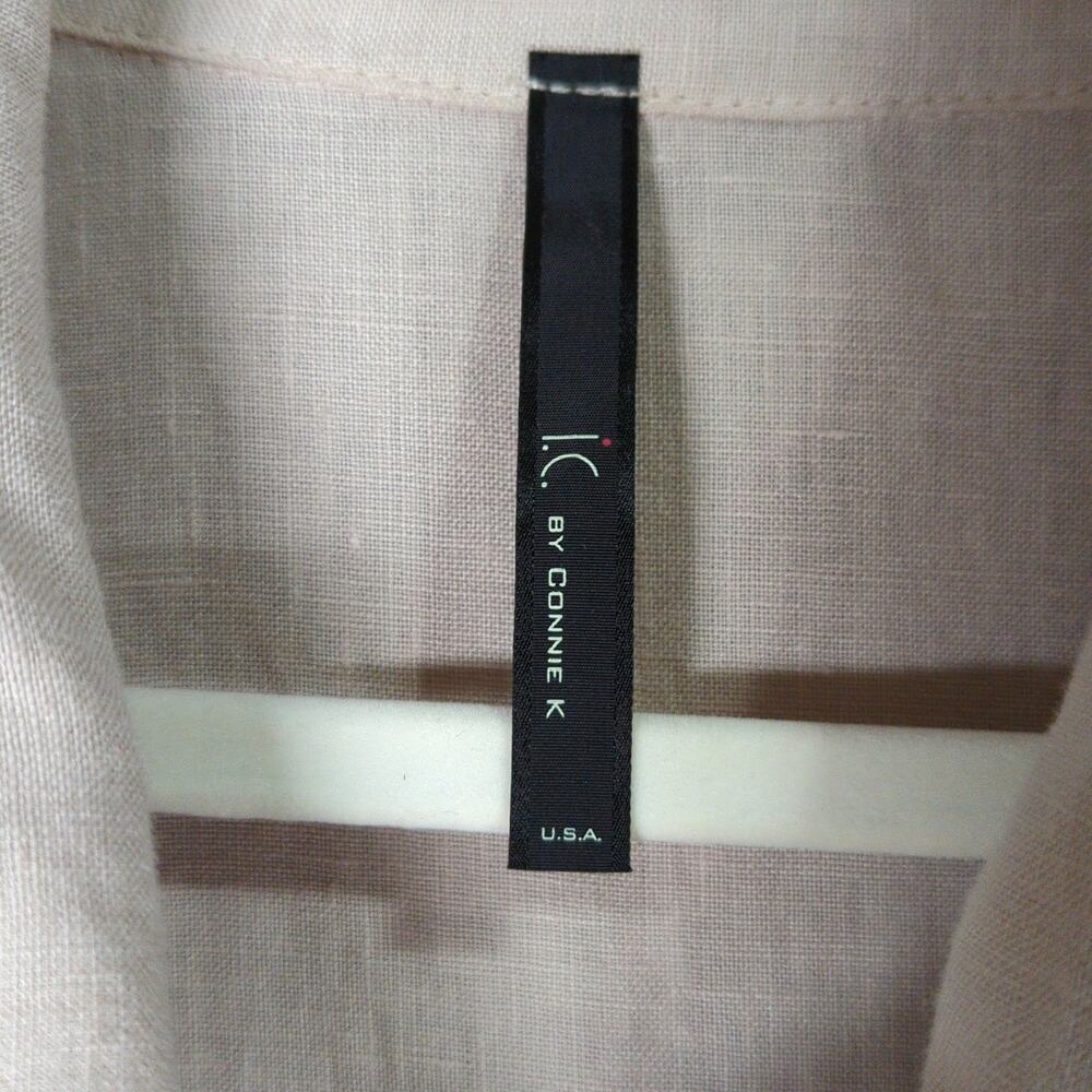 IC Collection Linen Top Womens L Beige Asymmectrical Pockets Lagenlook - Picture 3 of 8